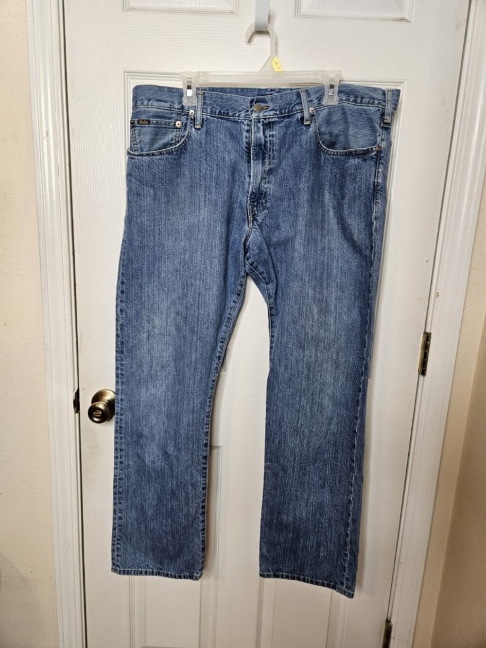 POLO RALPH LAUREN Jeans Mens 38x32  Blue Denim Straight Leg Meduim Wash